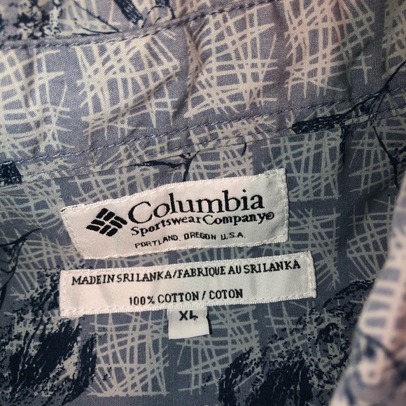 Men’s Columbia Fish Short Sleeve Casual Button Up Shirt Size XL Blue White - Picture 3 of 4
